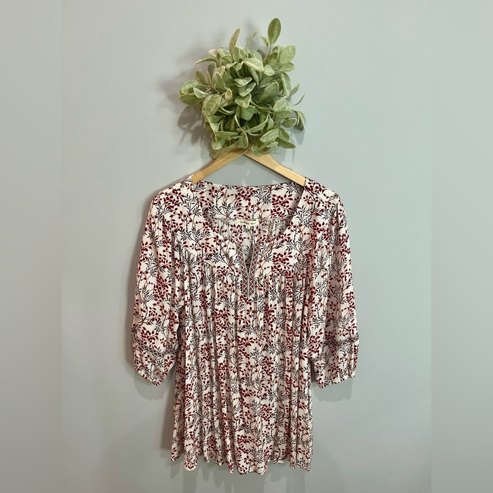 Indigo Soul Red and Brown Leaf Print Blouse